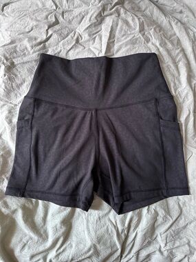 High-Rise subtle cheetah print Black Women's Shorts with Side Pockets